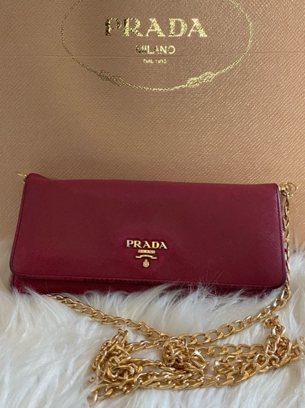 🛍️ Prada Authentic Pink Saffiano Leather Long Wallet/WOC
